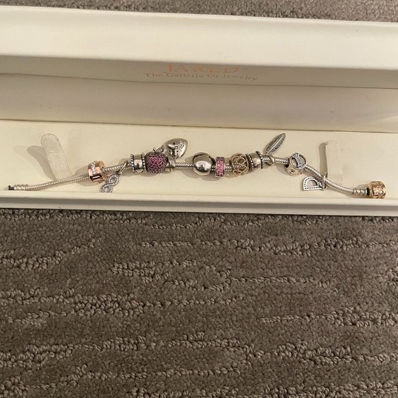 Pandora Moments Snake Chain Bracelet and Charms - Picture 3 of 12